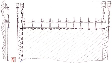 схема размещения банера на стальные уголки и шпильки